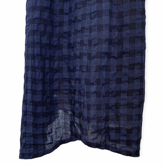 Solemio | NWOT Shirt Dress Tunic Blouse Tie Waist Blue-Black Checkered  S - Picture 15 of 16